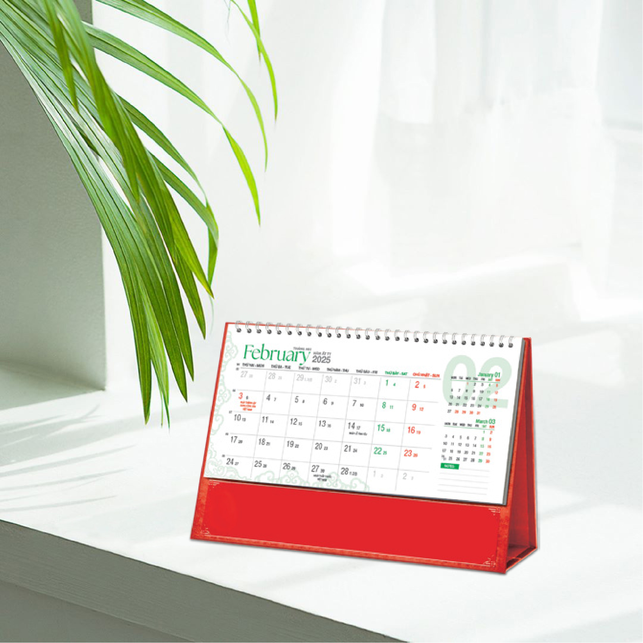 LỊCH BÀN 2025 - Sách và Hoa AH89 - Kích Thước 24x16cm