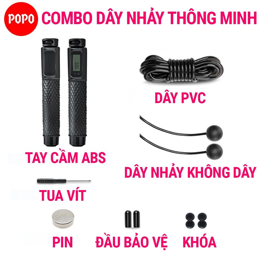 Dây nhảy đếm số vòng tự động với chip điện tử, giúp giảm cân, đốt cháy mỡ thừa, thể dục, thể lực TS83 POPO