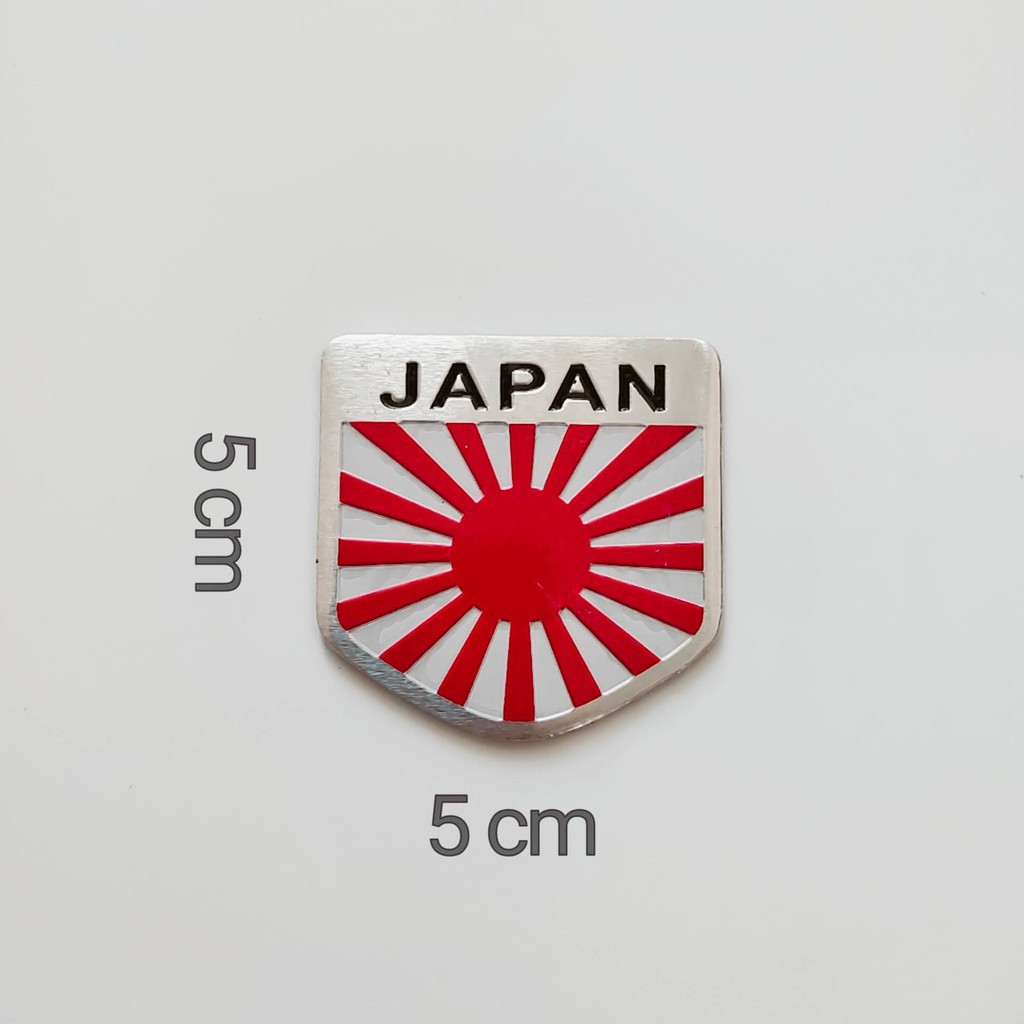 Tem nhôm Logo nhôm hình lá cờ Nhật Bản JAPAN dán trang trí