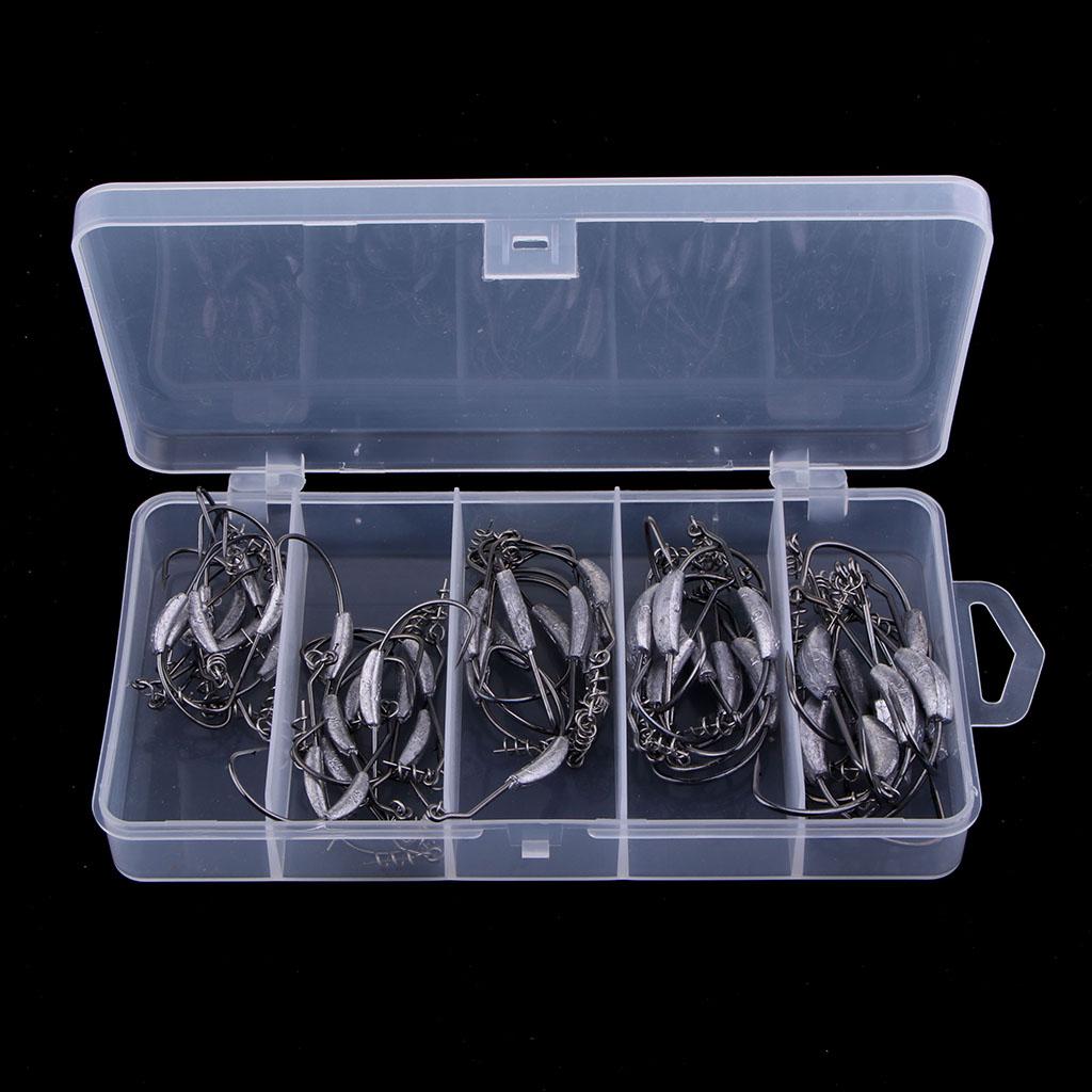 50pcs Weighted Superline Spring Hooks Jig Head Fishing Hook for Soft Lures