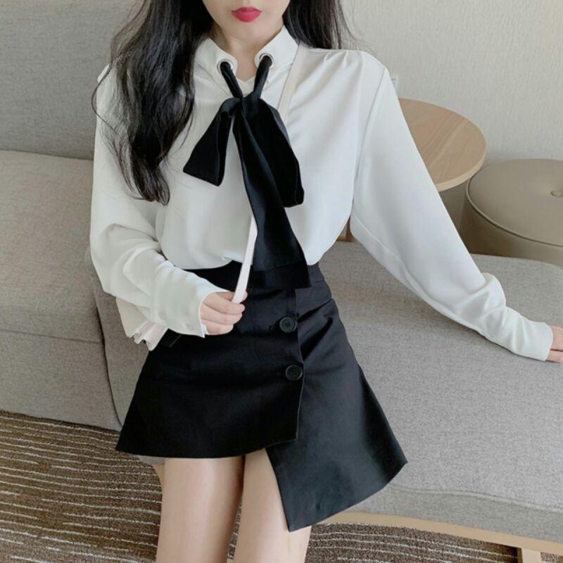 Áo kiểu nữ,áo uzzlang chocker,áo nữ buộc nơ,áo bánh bèo, áo nữ kiểu xinh dạo phố,Áo nữ thời trang hàn quốc