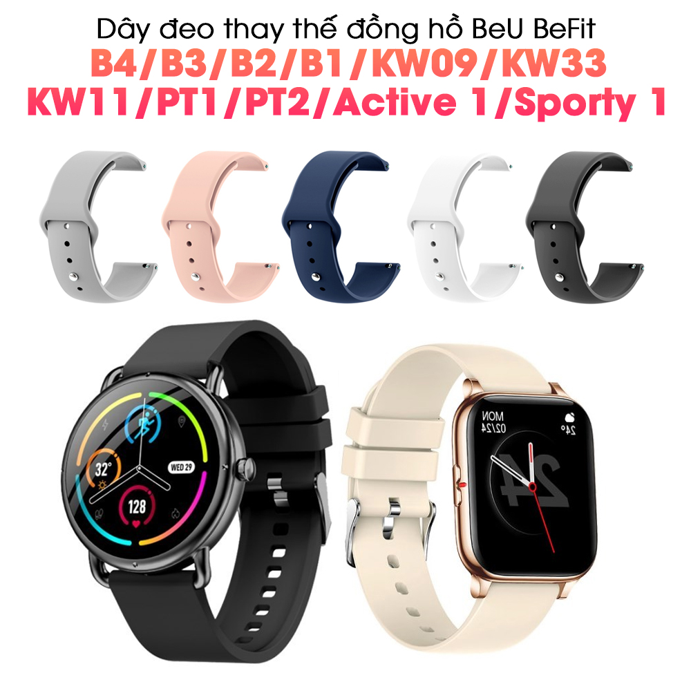 Dây đeo đồng hồ BeU BeFit B3 / Be Fit B4 / B1 / B2 / PT1 / PT2 / Active 1 / Sporty 1 / KW11 / KW09 / KW33 chốt tháo nhanh thay thế silicon mềm mại - hàng chính hãng