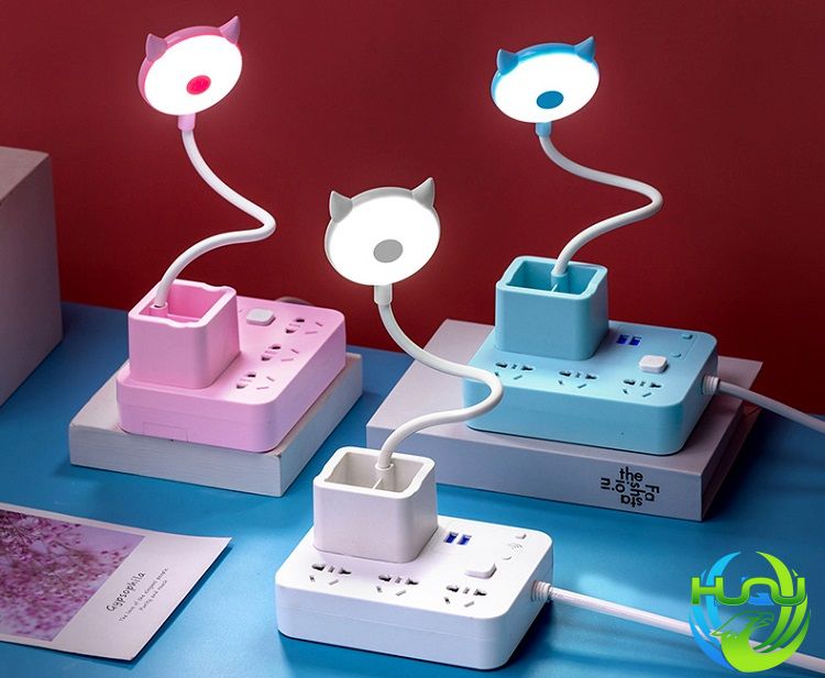 Đèn Bàn Điều Khiển Từ Xa Huqu Tích Hợp Hộp Đựng Bút ,Ổ Cắm Điện Và Cổng Sạc USB HQ-T3 -Hàng Chính Hãng .