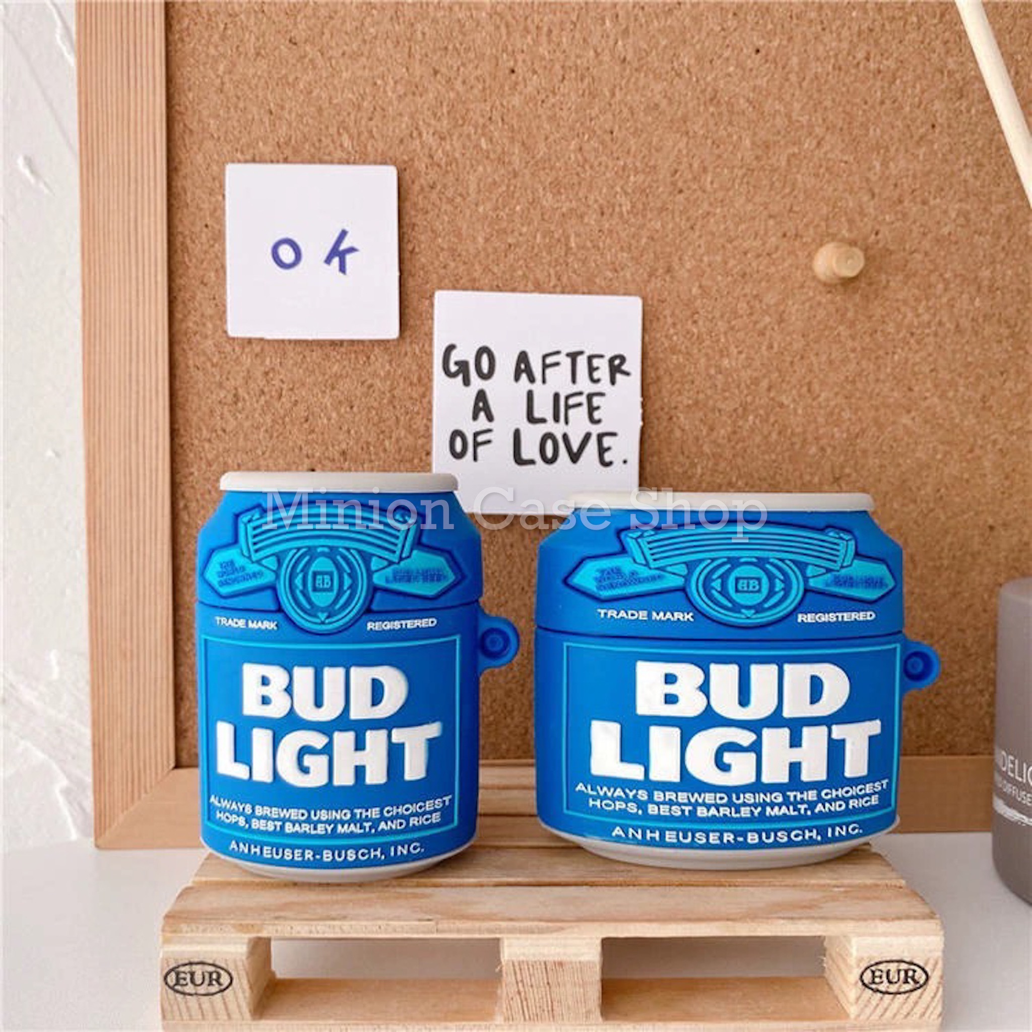 Case bảo vệ dành cho Airpods 1/2/3/Pro/Pro 2 hình lon budlight chất liệu silicon 3d cao cấp