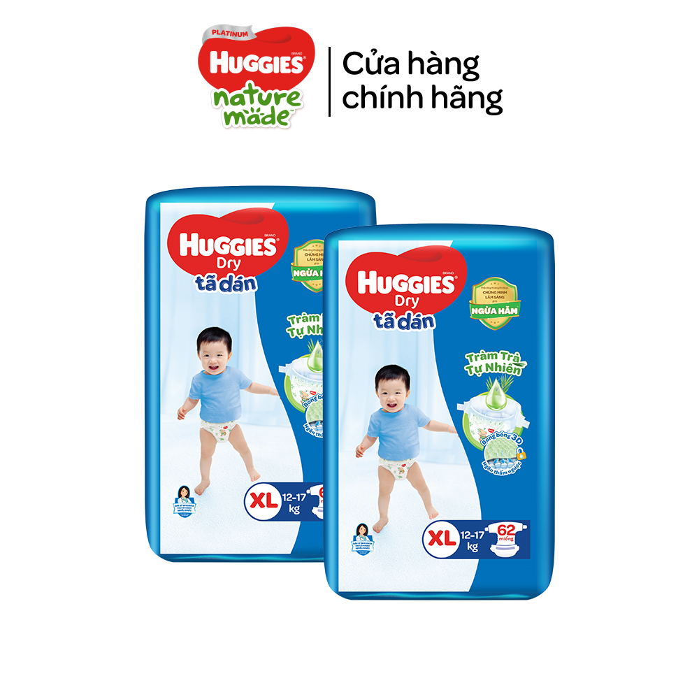 Combo 2 Tã/bỉm dánHuggies Skincare Super Jumbo M76+3/L68/XL60/XXL54