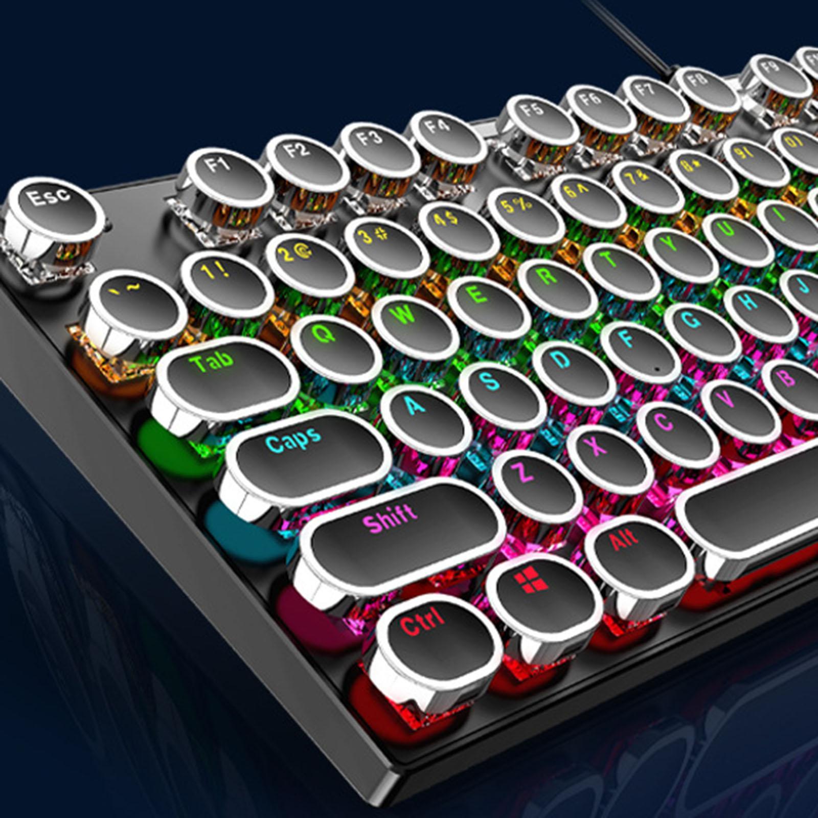 Retro Punk 104 Keys Gaming Keyboard Blue Switch Mechanical Shaft Gaming Keypad for Office Home Game PC