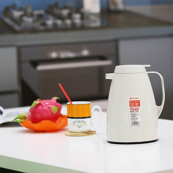 Phích pha trà giữ nhiệt cao cấp Rạng Đông, 1Lit, thân nhựa, Model RD-1045N1.E – Chính hãng – Trắng