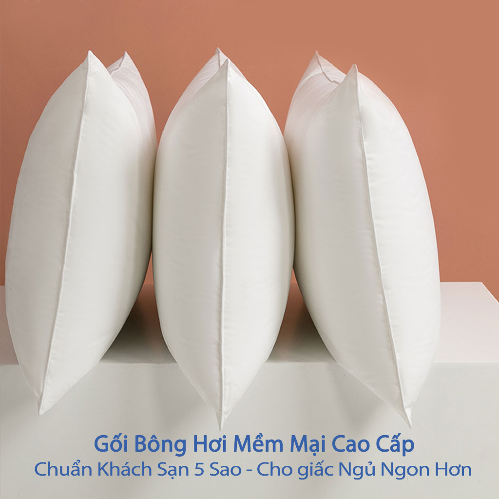 Gối Bông Hơi Cao Cấp Gối Hơi Nằm Ngủ Mềm Mại Kê Chống Mỏi Cổ Ruột Gối Bông Gòn Tư Nhiên Cao Cấp Cho Người Lớn 50x70 và 40x60