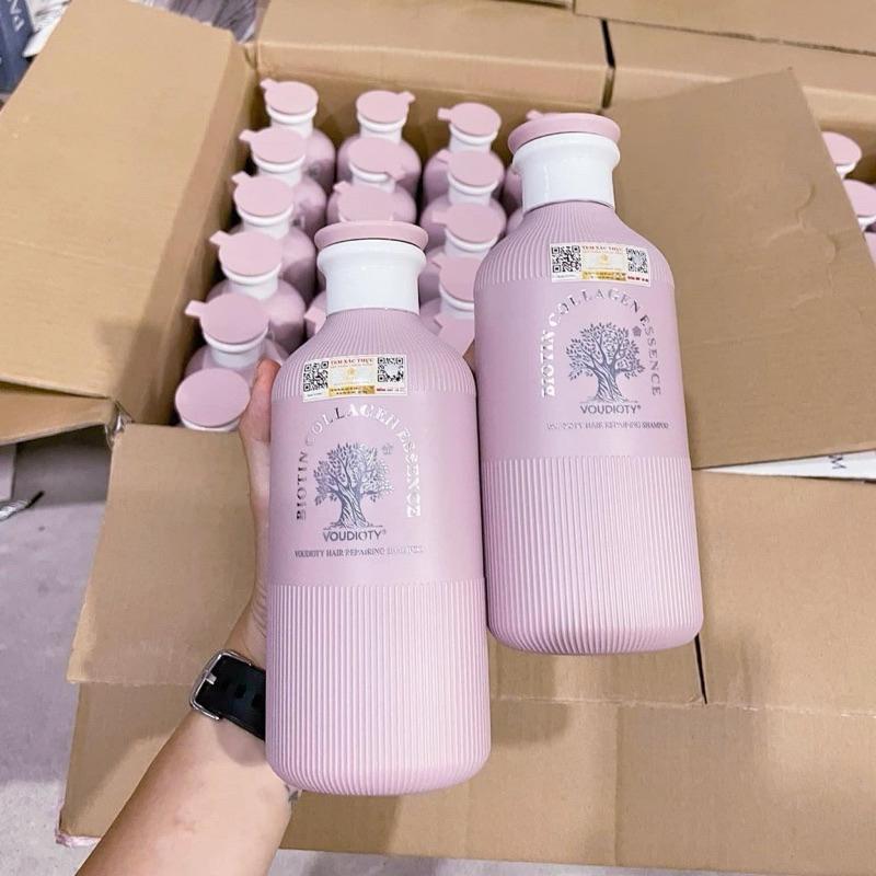 Bộ Dầu Gội Xả Biotin Collagen Essence Voudioty Hồng Phục hồi Giảm Rụng Tóc New 500mlx2