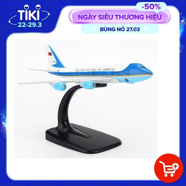 Mô Hình Máy Bay Trưng Bày Boeing 747 Air Force One Everfly (Trắng Xanh Nhạt)