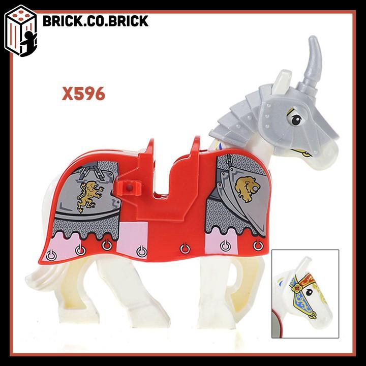 Lắp Ráp Mô Hình minifig Ngựa chiến mặc Giáp Horse phim Rings Lord Chúa tể X0158