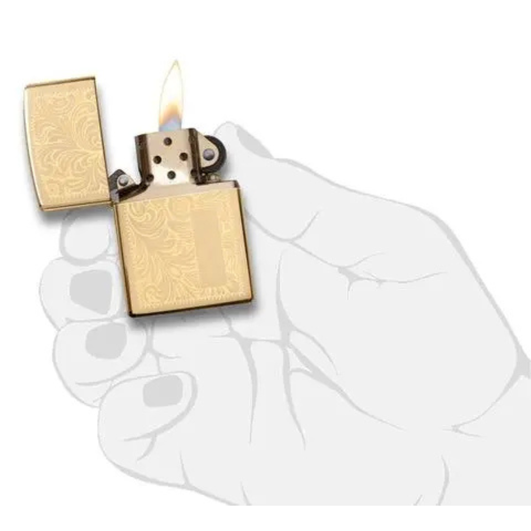 Bật Lửa Zippo Venetian Brass Design Chính Hãng Mỹ – Vỏ Đồng Bóng Khắc Hoa Văn Cao Cấp, Chống Gió, Quà Tặng Sang Trọng