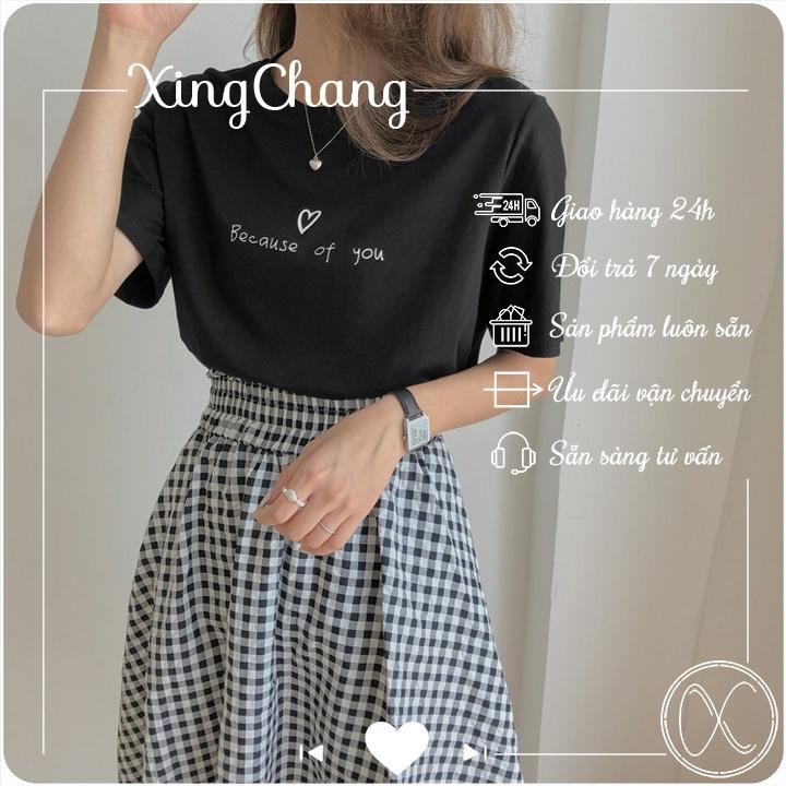 Áo phông nữ tay ngắn, áo phông công sở chất mịn đẹp cá tính in Of You mã NXC08