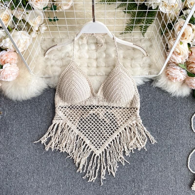 Áo ngực bikini móc len đi biển