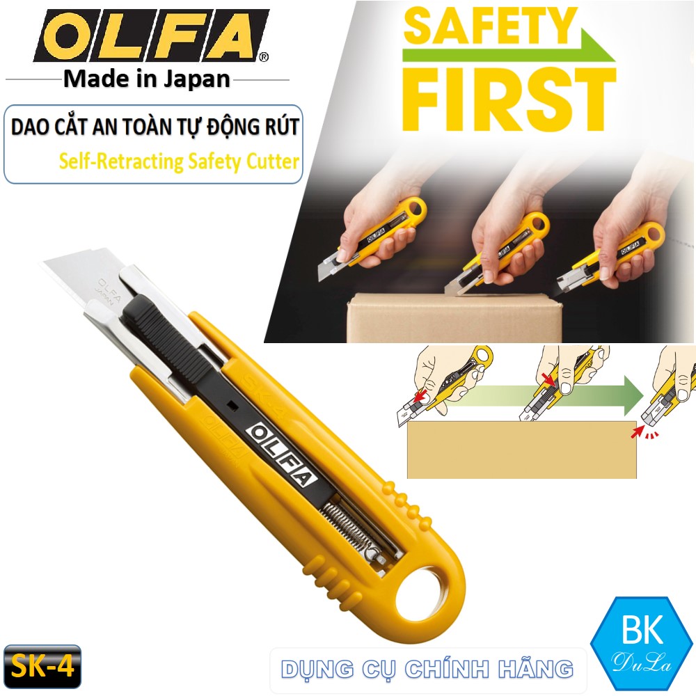 [NHẬT BẢN] Dao cắt -Dao rọc giấy-an toàn tự động rút 17.5mm OLFA SK-4 GENUINE