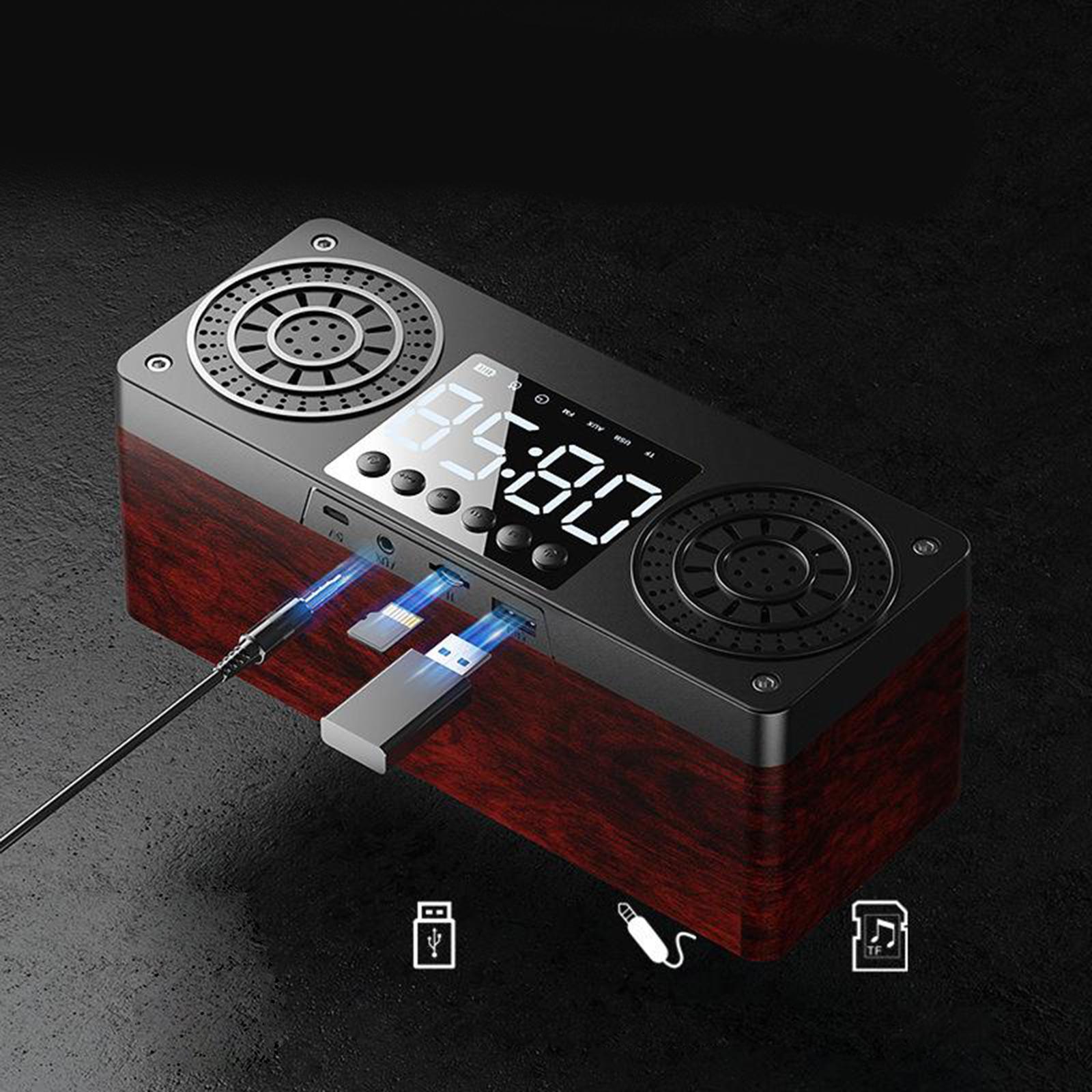 Bluetooth Portable Wooden Soundbar Audio Player for Home Office Computer black