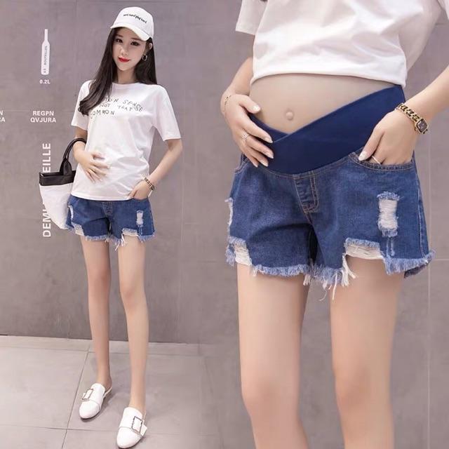 Quần short jean bà bầu sẵn hàng giao ngay