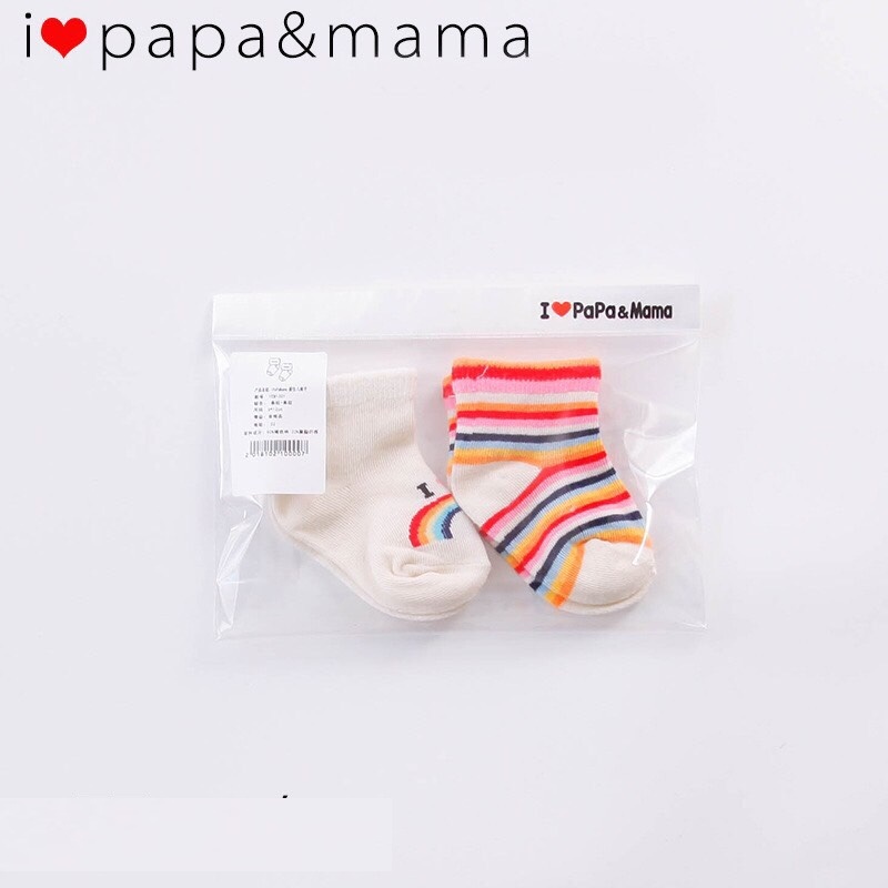 Combo 2 đôi Tất sơ sinh I love Papa Mama - Giao ngẫu nhiên