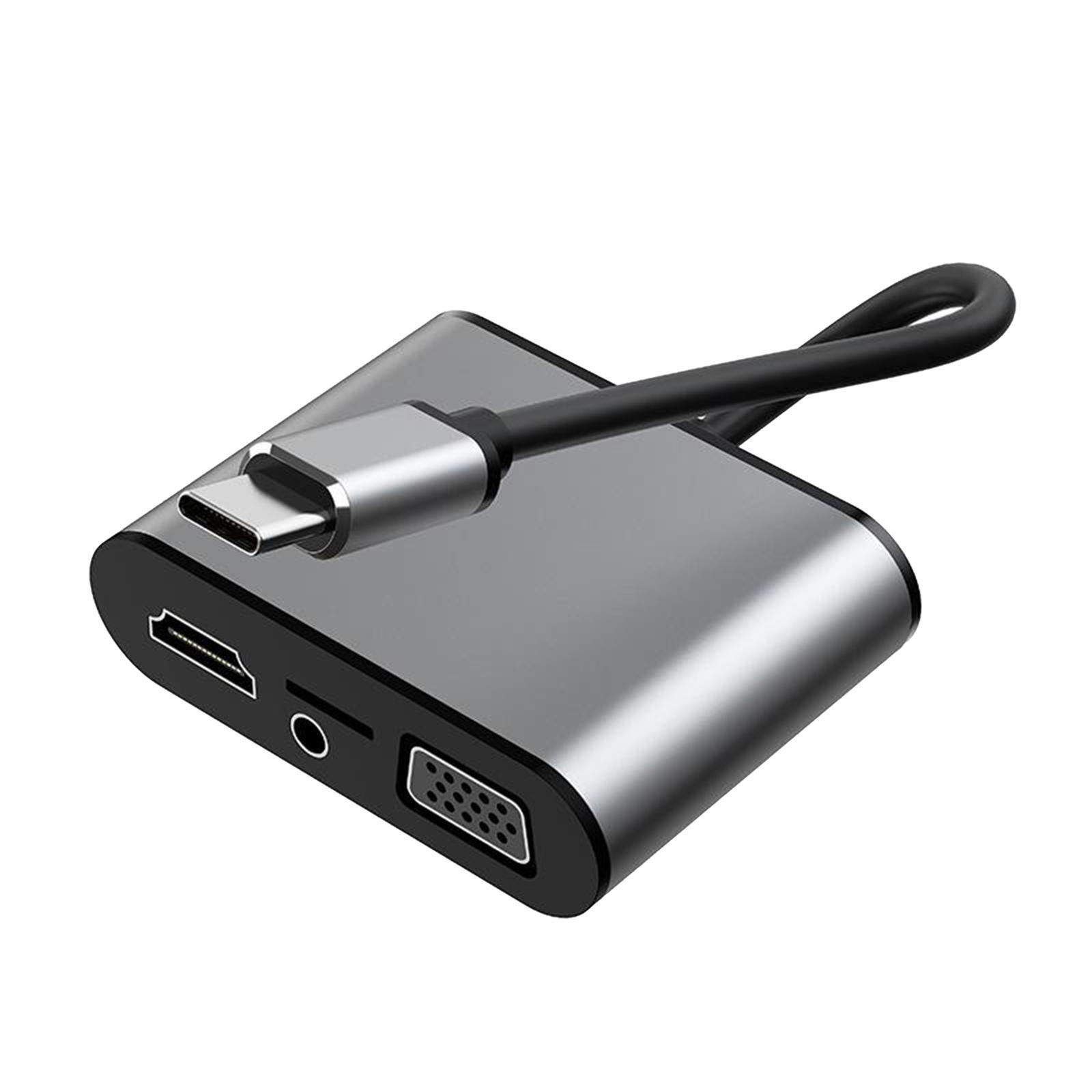 USB Type-C Hub USB 3.0 VGA Adapter Cable PD Charge Splitter for Macbook Pro