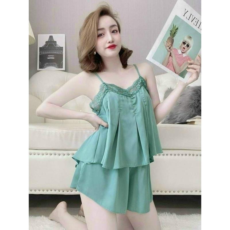 Set đùi 2 dây phối ren mặc nhà , kute, xinh xắn Annshop M0011