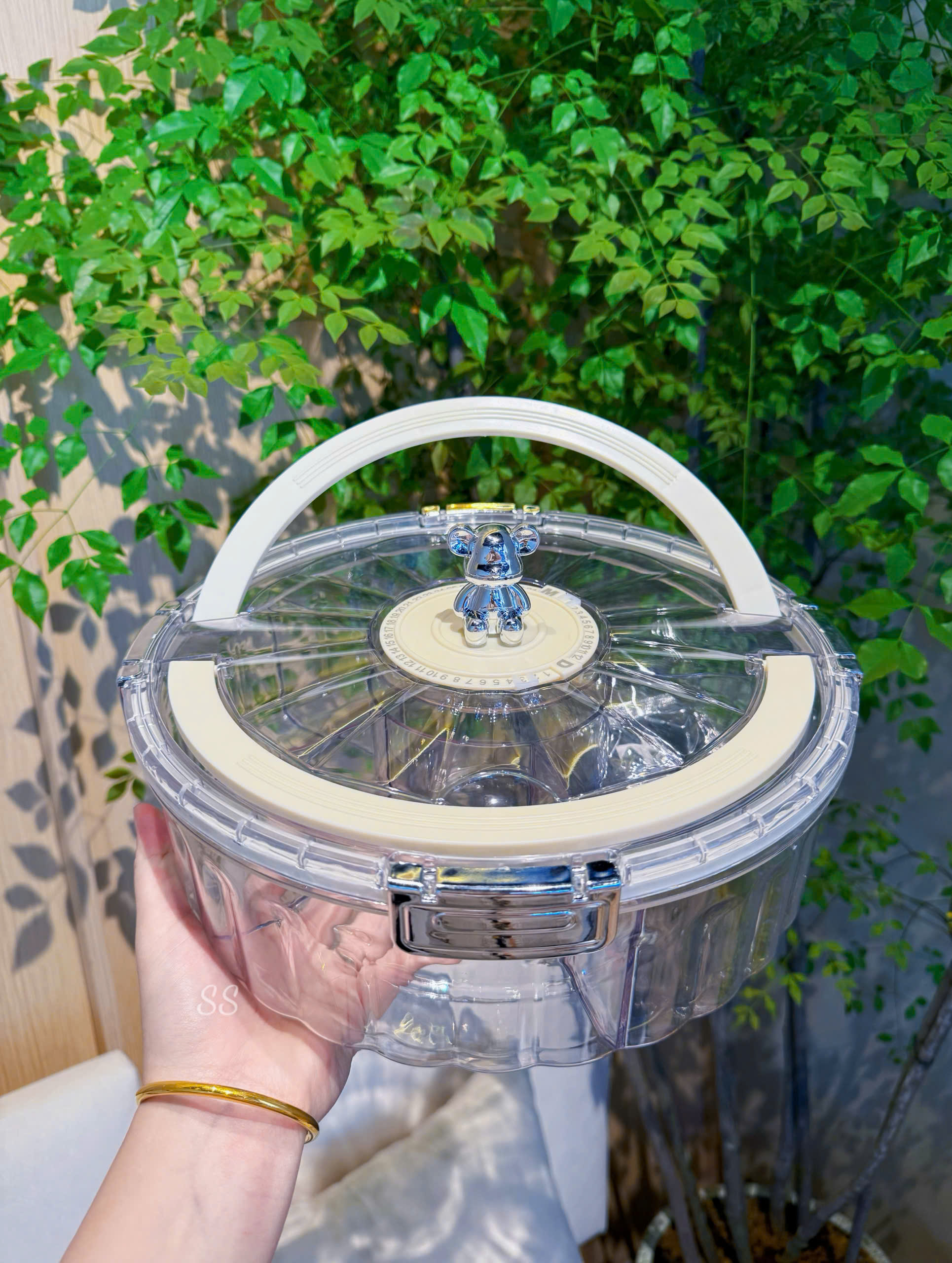 Khay Mứt Hình Gấu Vân Kim Cương 6 Ngăn Kèm Quai Xách – Hộp Đựng Bánh Kẹo Mứt Tết Sang Trọng, Hiện Đại - HÀNG CHÍNH HÃNG MINIIN