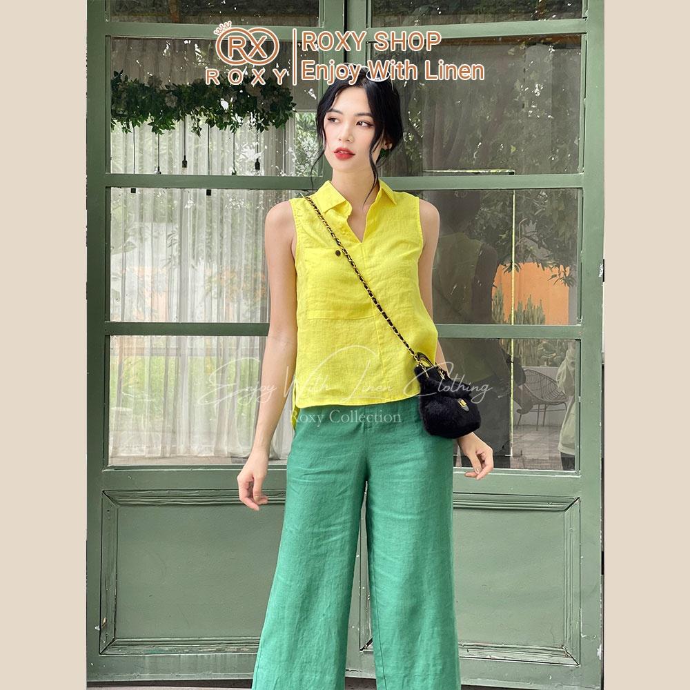 Áo Sát Nách Linen Thiết Kế Cổ Vest Thóang Mát 1