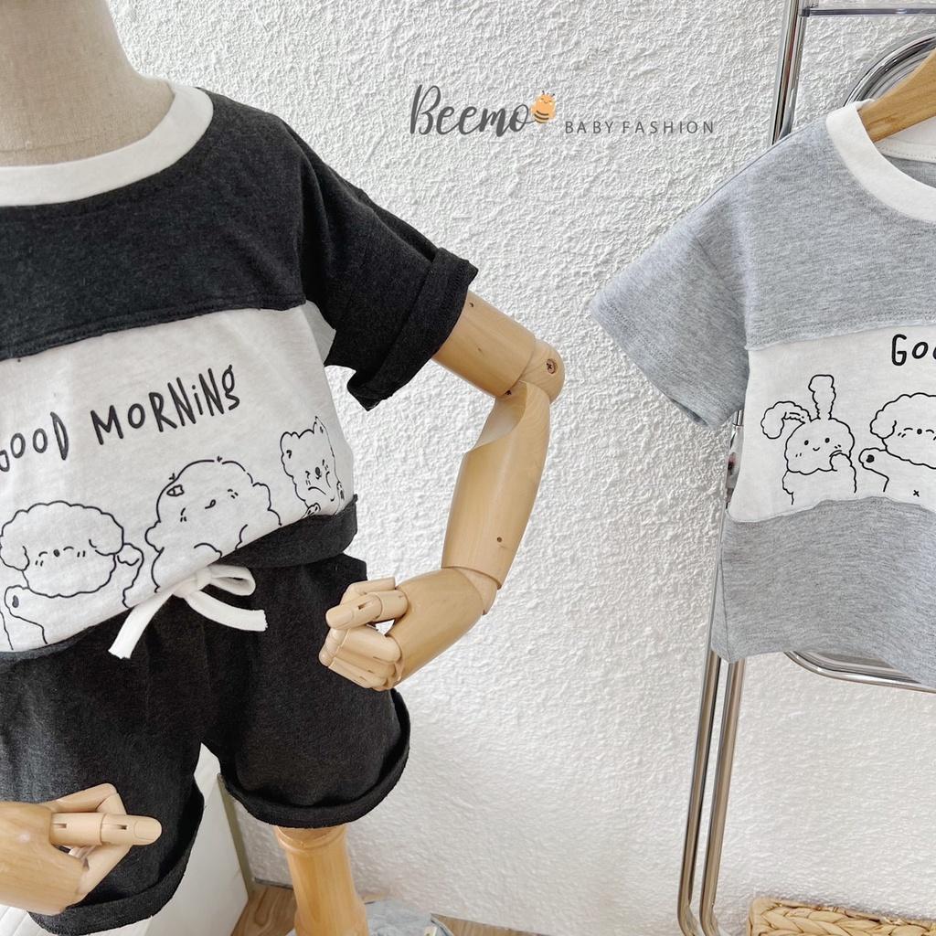 Bộ Cotton Phối Thân In Gấu Beemo Mềm Đẹp Unisex Bé Trai Bé Gái