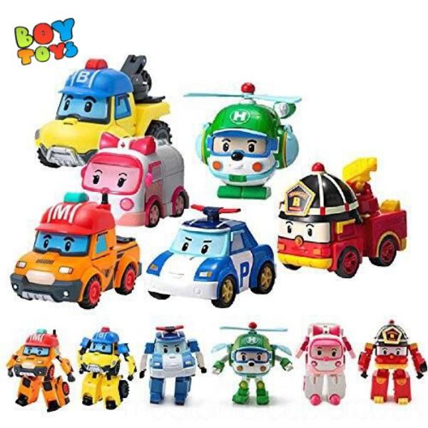 Hộp đồ chơi biệt đội 6 xe Robocar Poli biến hình 2 trong 1