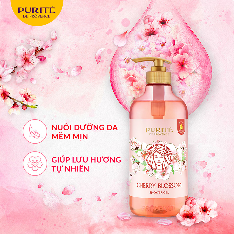 Sữa Tắm Thiên Nhiên Purité Hương Hoa Anh Đào Pháp 1L1