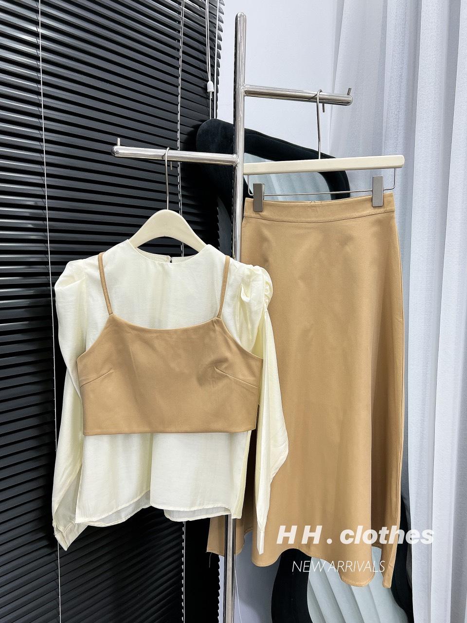 SET ĐI CHƠI, SET 2 MÓN ÁO KIỂU PHỐI KẾT HỢP CHÂN VÁY DÀI CỰC TIỂU THƯ