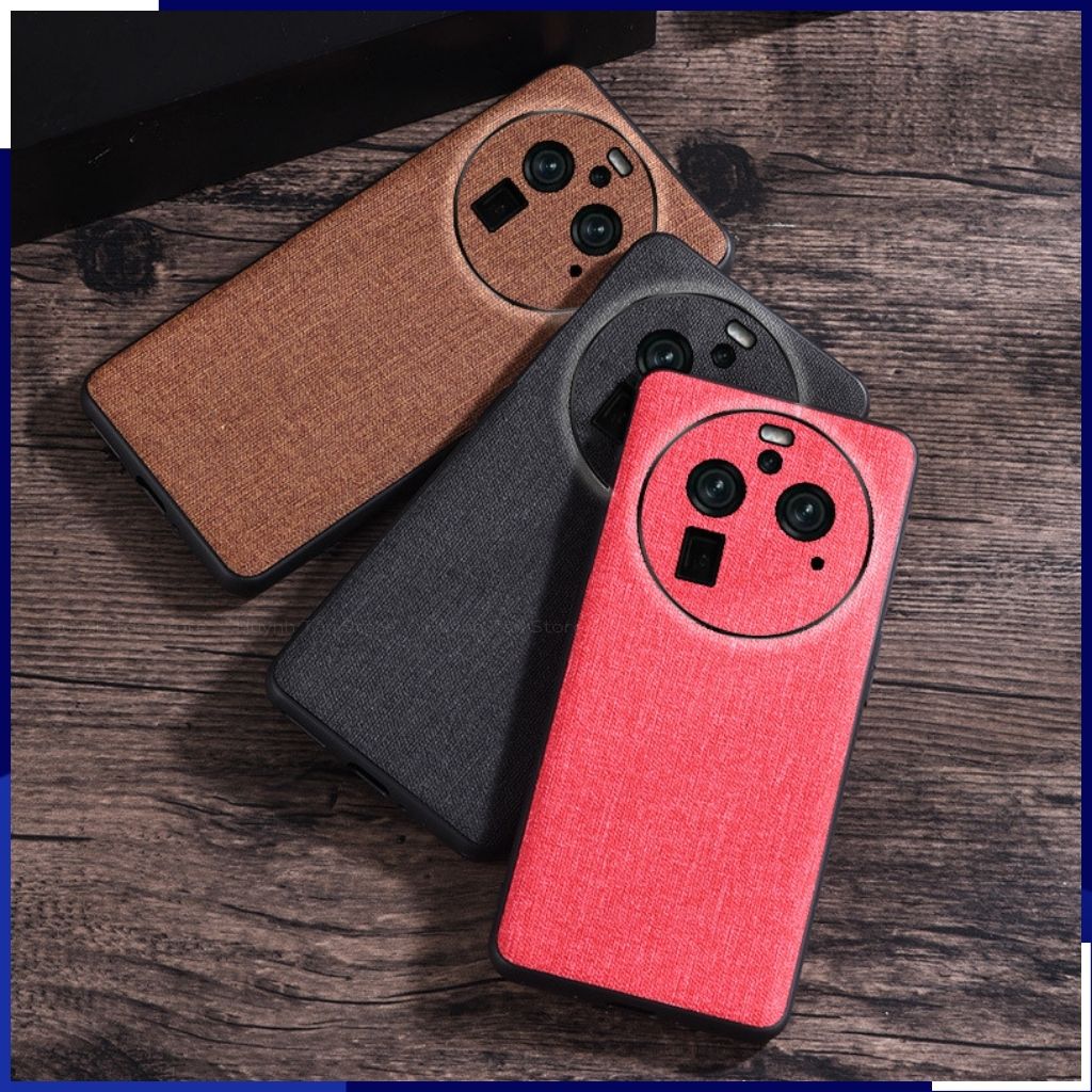 Ốp lưng find x6, x6 pro chống vân tay nhựa cứng viền đen giả vải JEAN 1 màu phụ kiện điện thoại huỳnh tân store