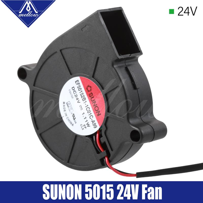 Êm Dịu Độc Quyền Sunon 3D Máy In Quạt Thổi 5015 24V 0.41A Đôi Quạt Chịu Lực Ly Tâm DC Làm Mát Quạt Turbo 5015S