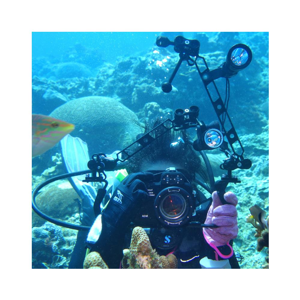 Giá đỡ kép để chụp ảnh dưới nước có hệ thống đèn lặn cho GoPro Action