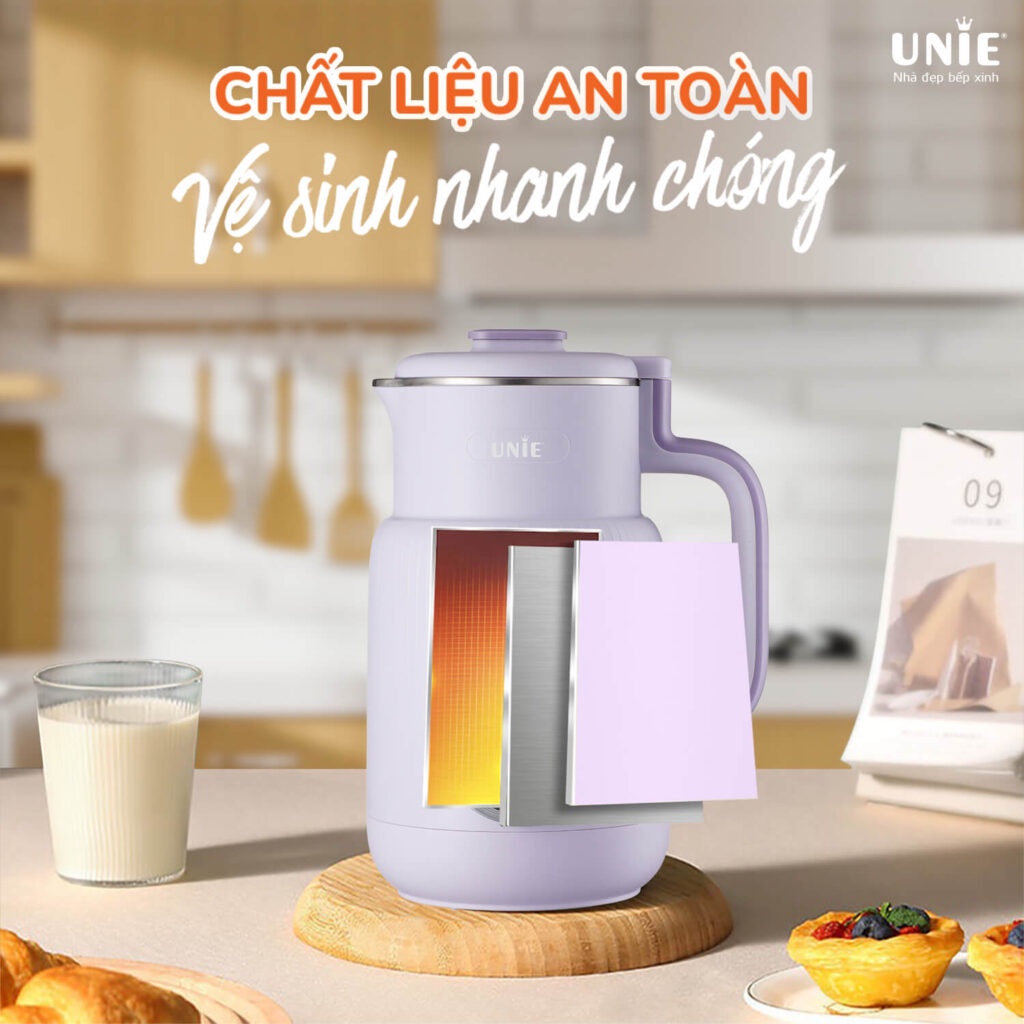 Máy làm sữa hạt Unie UMB08 PRO - Nắp INOX cải tiến ,dung tích 600ml, 6 chức năng xay nấu,xay nhuyễn mọi thực phẩm- HÀNG CHÍNH HÃNG