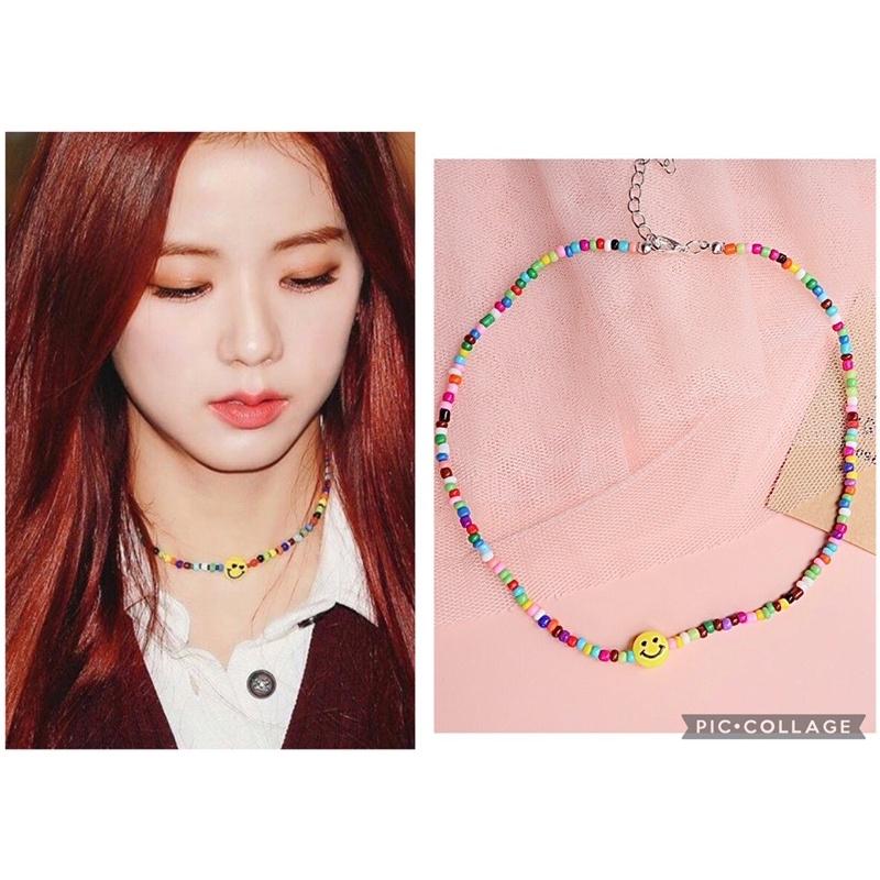 N123 Dây chuyền handmade hạt cườm nhiều màu mặt cười phong cách Hàn Quốc Lisa blackpink xinh xắn