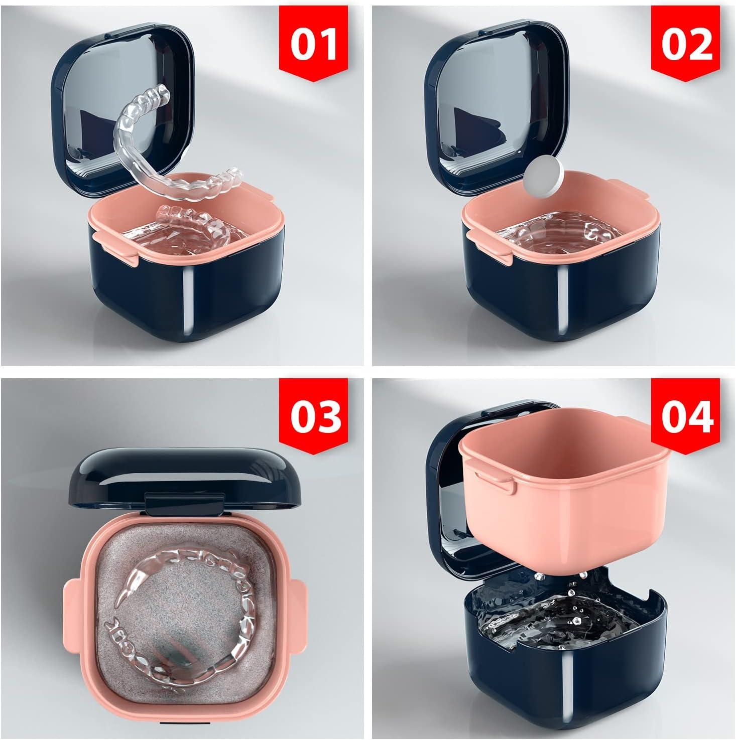 Hộp đựng răng giả, Hộp đựng răng giả có lưới lọc, Hộp giữ hàm chỉnh nha, Hộp làm sạch hàm duy trì