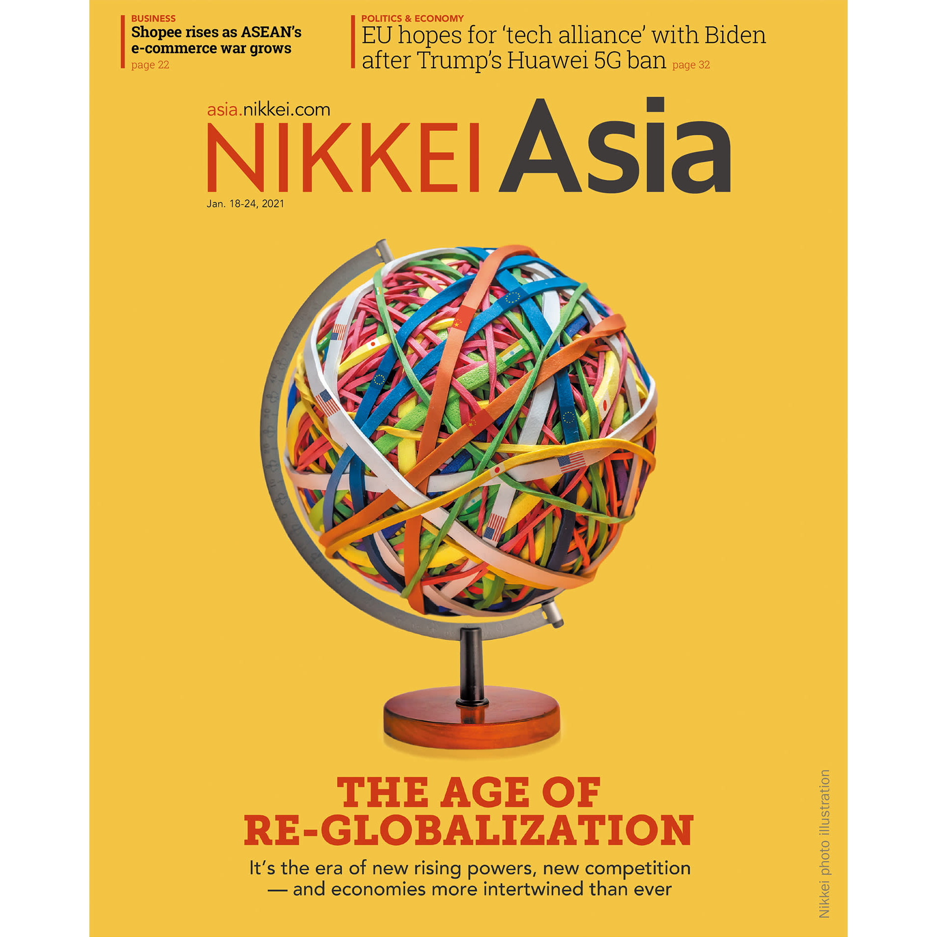 Nikkei Asian Review: Nikkei Asia - 2021: THE AGE OF RE - GLOBALIZATION - 3.20, tạp chí kinh tế nước ngoài, nhập khẩu từ Singapore