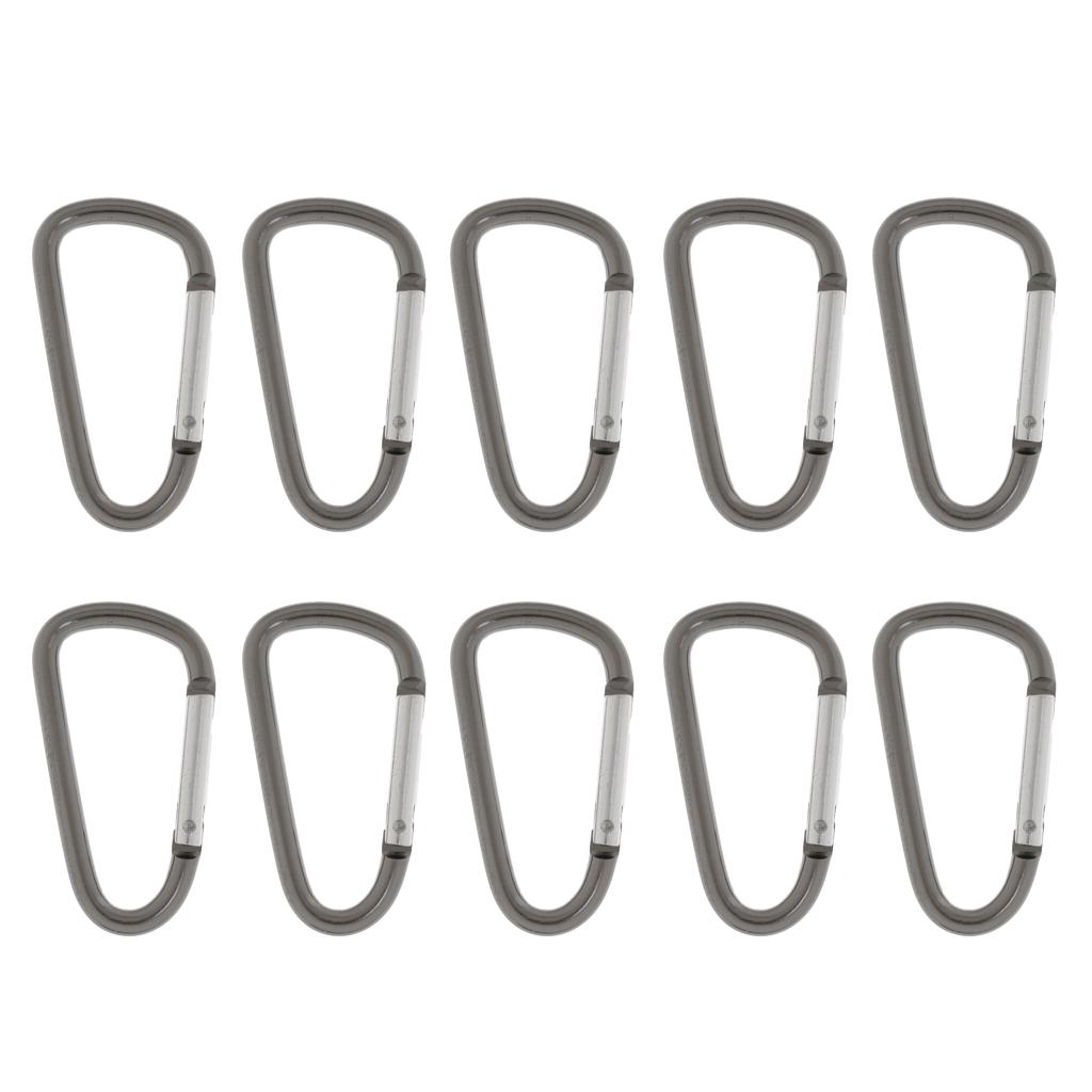 10x Aluminum D-ring Locking Carabiner Keychain Spring Clip Lock Carabiner Hook Outdoor Camping Equipmengt For Outdoor ,Camping, Fishing, Hiking, Traveling