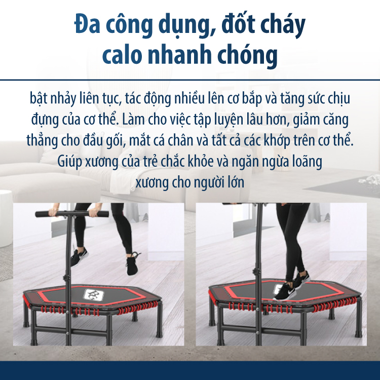 BG Sàn nhún, Đệm bật nhún cao cấp có tay cầm 50INCH Trampoline dành cho mọi lứa tuổi