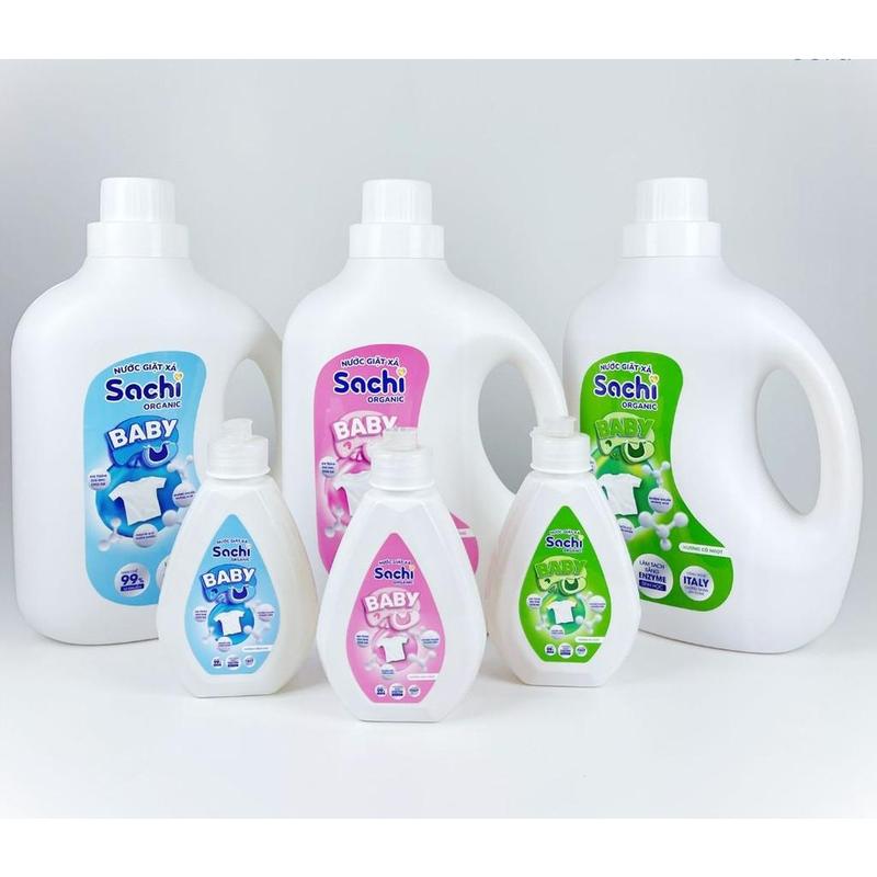 Nước giặt xả Sachi Organic dịu nhẹ cho làn da bé chai 280g và 2kg