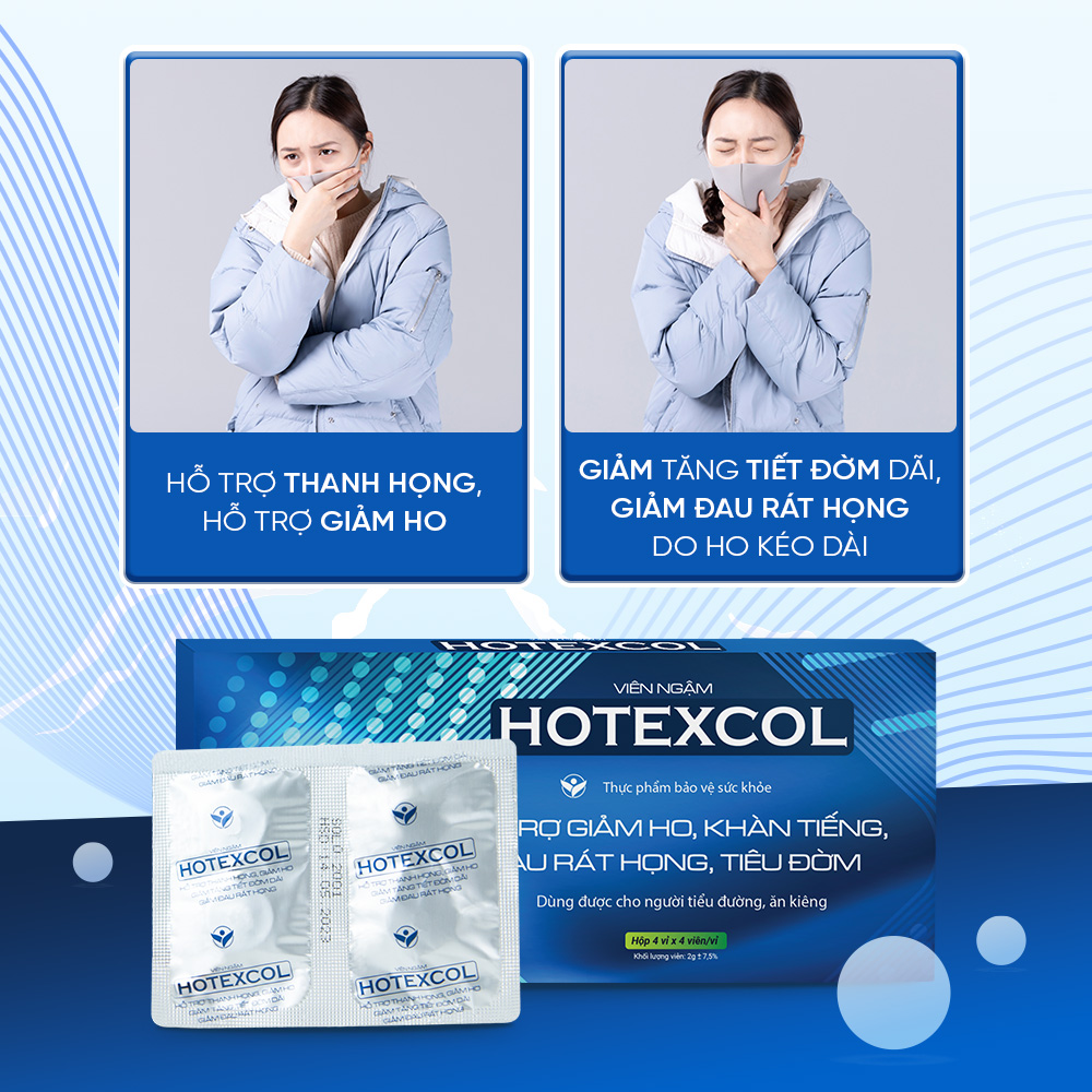 Viên Ngậm Thanh Họng Hotexcol Dân Khang Hộp 4 vỉ x 4 viên