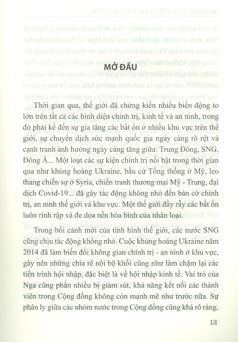 Quan Hệ Giữa Việt Nam Với Các Nước Thuộc Cộng Đồng Các Quốc Gia Độc Lập Trong Những Năm Gần Đây