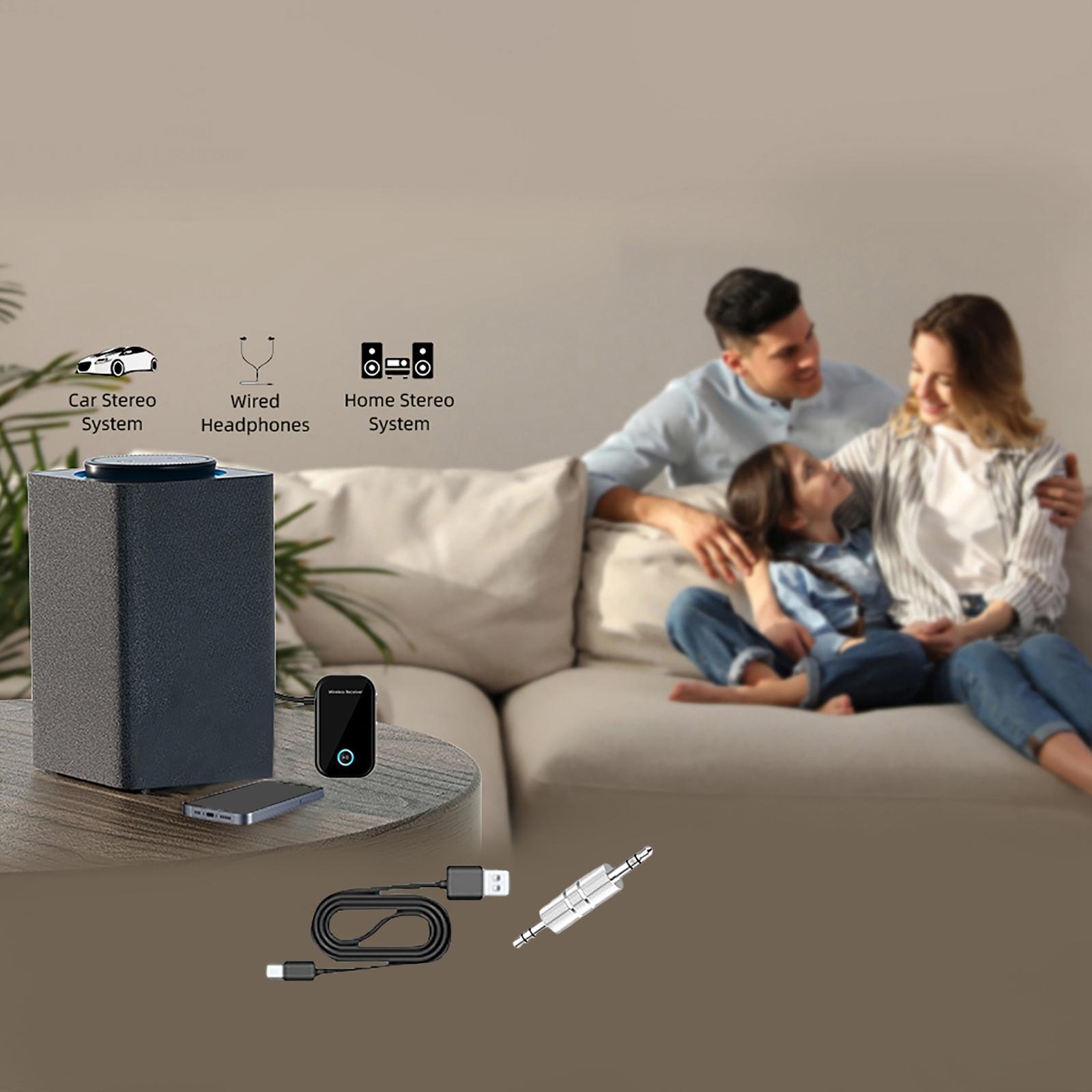 Bluetooth 5.0 AUX Music Adapter Transmitting Receiving for Music Streaming Sound System Speaker Headphones