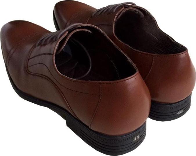 Giày tây nam Trường Hải da bò cao cấp nâu cao 4cm đế cao su GT0201
