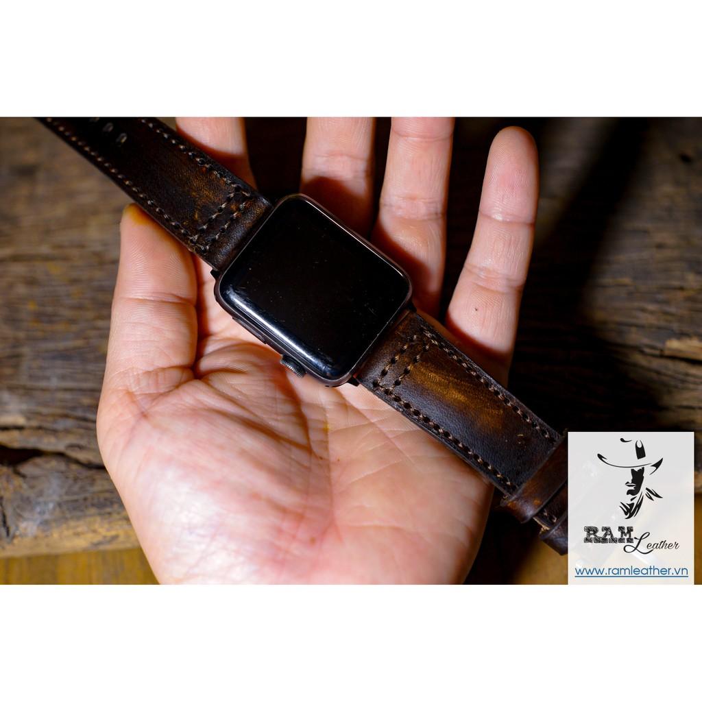 DÂY ĐỒNG HỒ DA BÒ THẬT CHO APPLE WATCH – RAM PILOT MÀU CHOCOLATE - HÀNG CHÍNH HÃNG RAM LEATHER