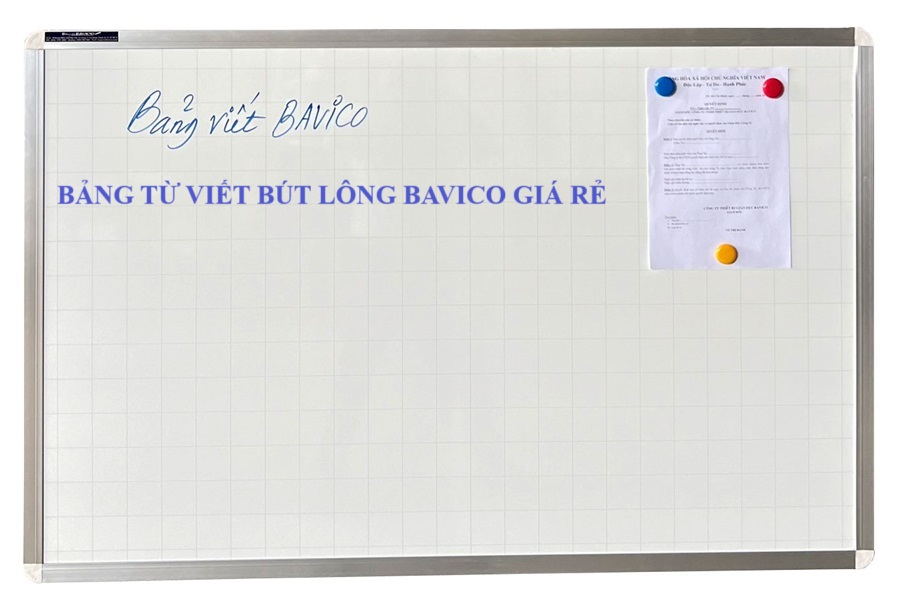 Bảng từ trắng viết bút lông treo tường Bavico KT 1.2x1.6m