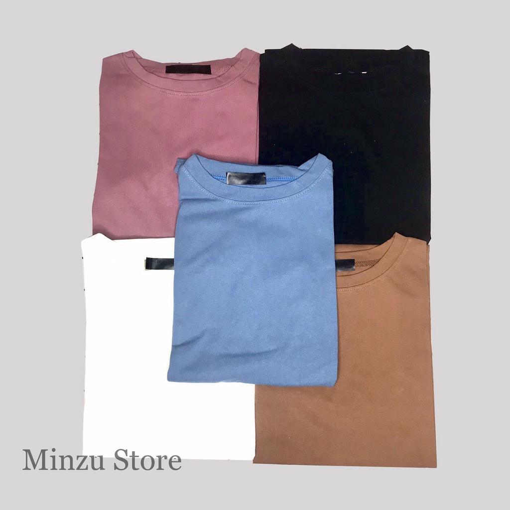 Áo thun phông trơn tay lỡ Minzu unisex nam nữ form rộng dáng dài oversize ATMZ03