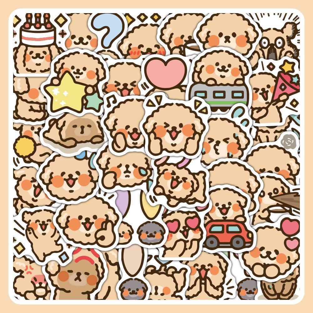 Sticker CHÓ POODLE NÂU hoạt hình trang trí mũ bảo hiểm,guitar,ukulele,điện thoại,sổ tay,laptop-mẫu S140