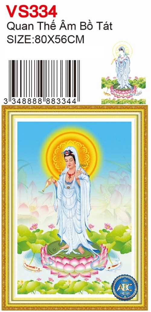Tranh đính đá quan thế âm bồ tát VS334 - 80 x 56 cm - chưa đính