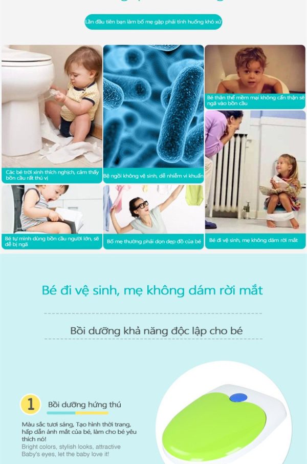 Nắp bồn cầu cho bé đi vệ sinh an toàn PP Clean&Green